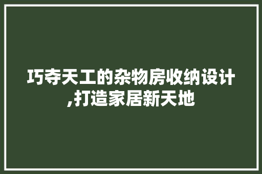 巧夺天工的杂物房收纳设计,打造家居新天地