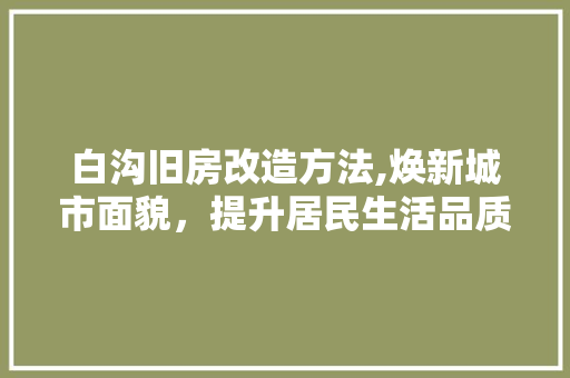 白沟旧房改造方法,焕新城市面貌，提升居民生活品质