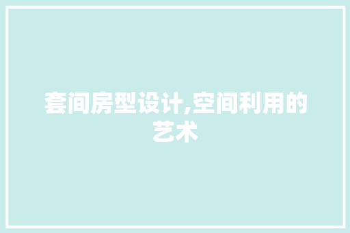 套间房型设计,空间利用的艺术