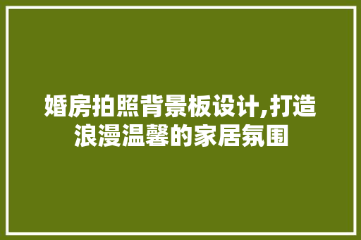 婚房拍照背景板设计,打造浪漫温馨的家居氛围