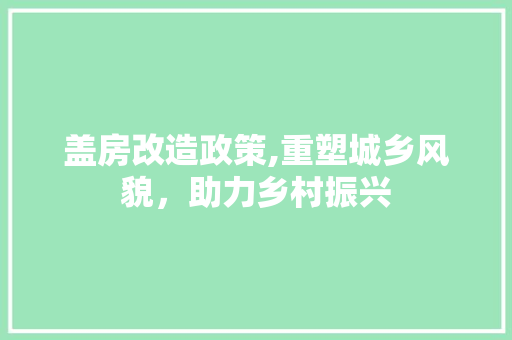 盖房改造政策,重塑城乡风貌，助力乡村振兴