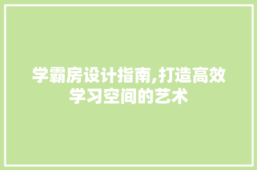 学霸房设计指南,打造高效学习空间的艺术
