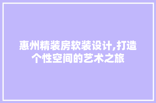 惠州精装房软装设计,打造个性空间的艺术之旅