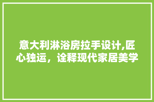意大利淋浴房拉手设计,匠心独运，诠释现代家居美学