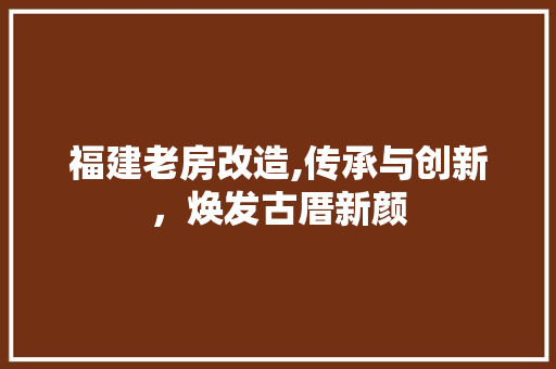 福建老房改造,传承与创新，焕发古厝新颜