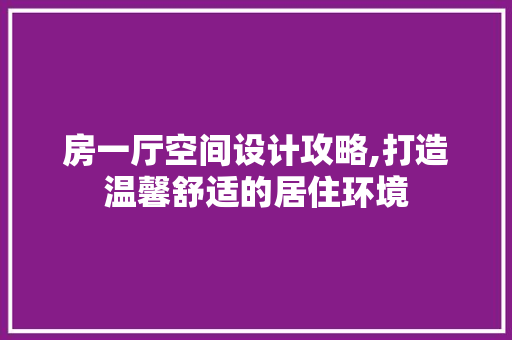 房一厅空间设计攻略,打造温馨舒适的居住环境
