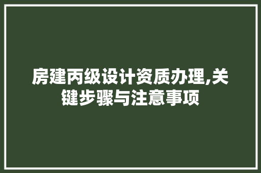 房建丙级设计资质办理,关键步骤与注意事项