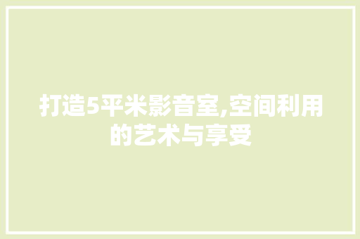 打造5平米影音室,空间利用的艺术与享受