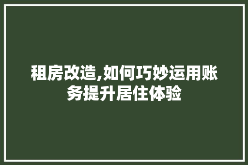 租房改造,如何巧妙运用账务提升居住体验