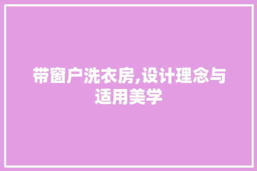 带窗户洗衣房,设计理念与适用美学