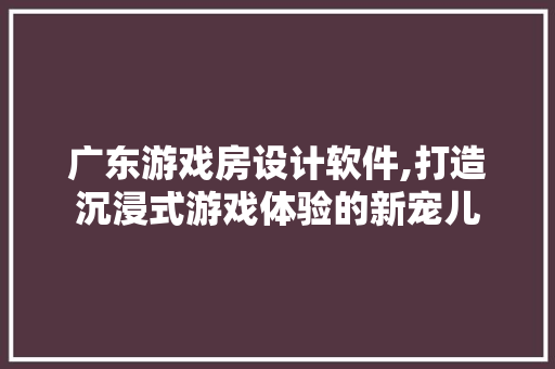 广东游戏房设计软件,打造沉浸式游戏体验的新宠儿