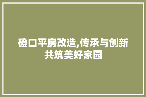 磴口平房改造,传承与创新共筑美好家园