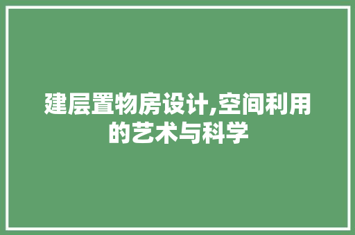 建层置物房设计,空间利用的艺术与科学