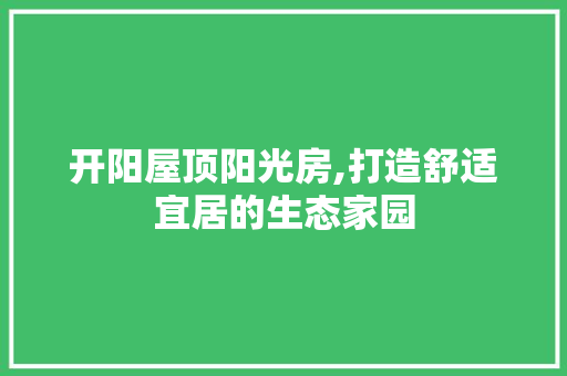 开阳屋顶阳光房,打造舒适宜居的生态家园