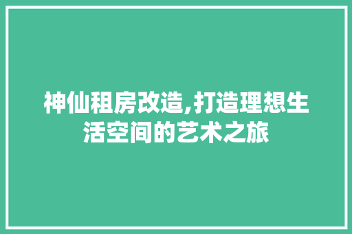 神仙租房改造,打造理想生活空间的艺术之旅