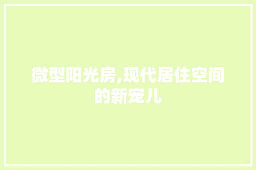 微型阳光房,现代居住空间的新宠儿