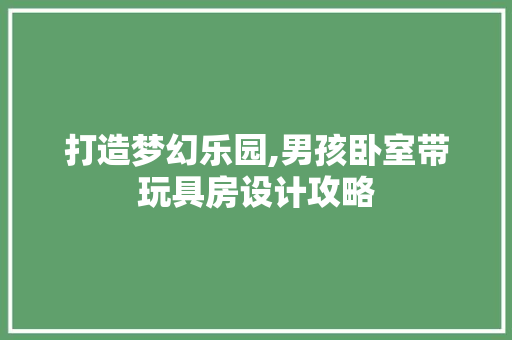 打造梦幻乐园,男孩卧室带玩具房设计攻略