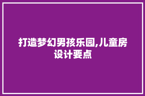 打造梦幻男孩乐园,儿童房设计要点