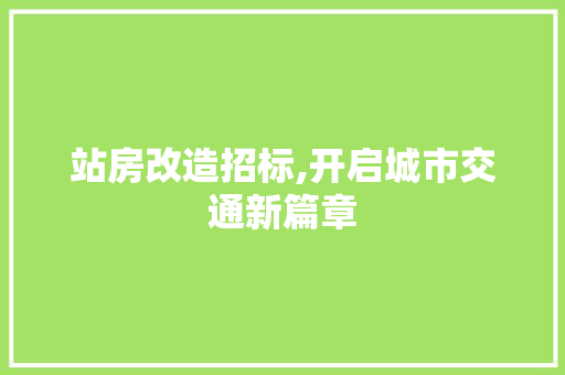 站房改造招标,开启城市交通新篇章