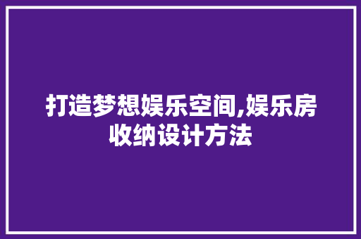 打造梦想娱乐空间,娱乐房收纳设计方法