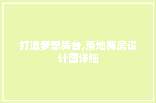打造梦想舞台,落地舞房设计图详细