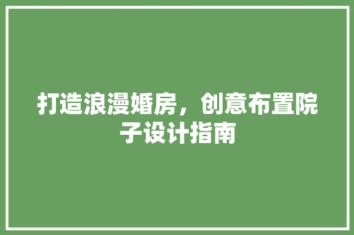 打造浪漫婚房，创意布置院子设计指南