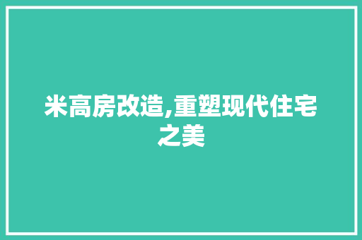 米高房改造,重塑现代住宅之美