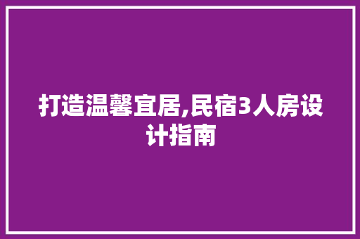 打造温馨宜居,民宿3人房设计指南