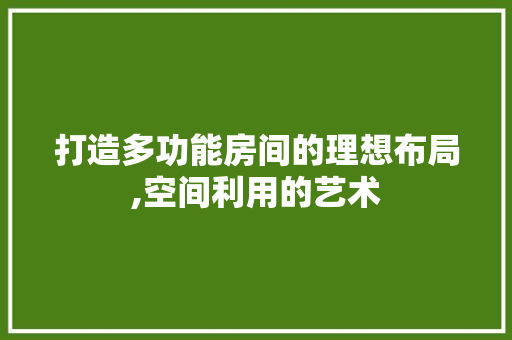 打造多功能房间的理想布局,空间利用的艺术