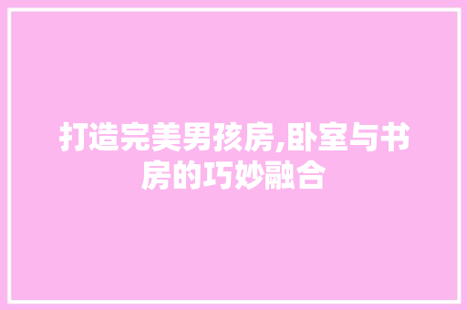 打造完美男孩房,卧室与书房的巧妙融合