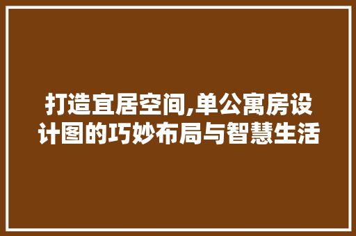 打造宜居空间,单公寓房设计图的巧妙布局与智慧生活