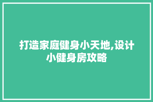 打造家庭健身小天地,设计小健身房攻略
