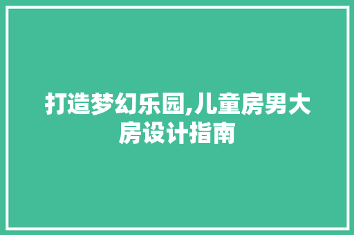 打造梦幻乐园,儿童房男大房设计指南