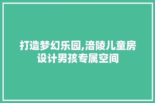 打造梦幻乐园,涪陵儿童房设计男孩专属空间