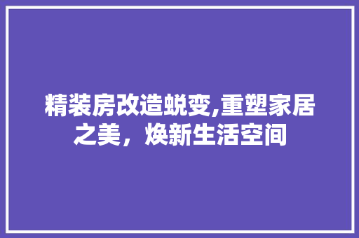 精装房改造蜕变,重塑家居之美，焕新生活空间