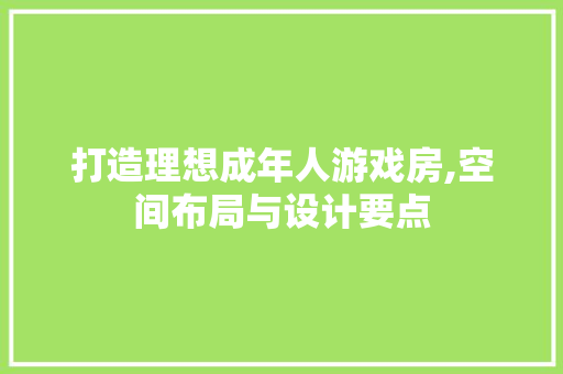 打造理想成年人游戏房,空间布局与设计要点