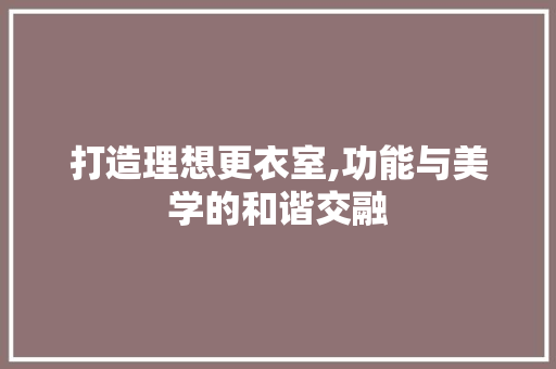 打造理想更衣室,功能与美学的和谐交融