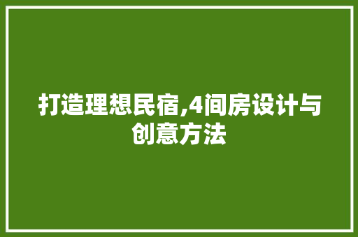 打造理想民宿,4间房设计与创意方法