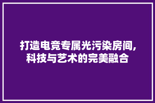 打造电竞专属光污染房间,科技与艺术的完美融合