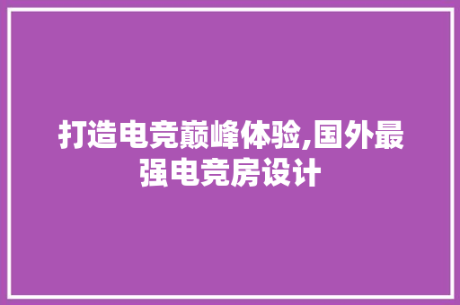 打造电竞巅峰体验,国外最强电竞房设计
