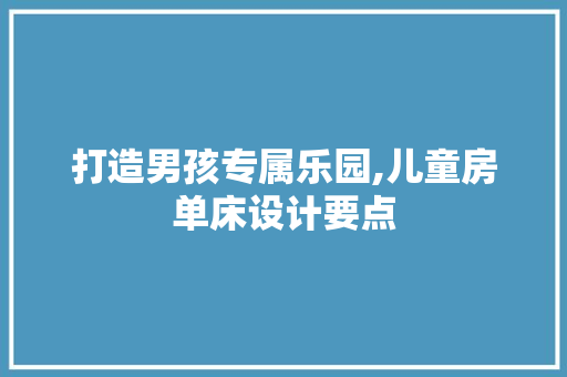 打造男孩专属乐园,儿童房单床设计要点