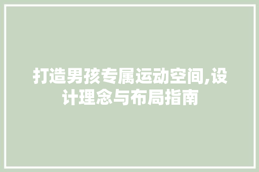 打造男孩专属运动空间,设计理念与布局指南
