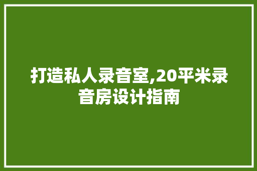 打造私人录音室,20平米录音房设计指南