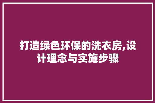 打造绿色环保的洗衣房,设计理念与实施步骤