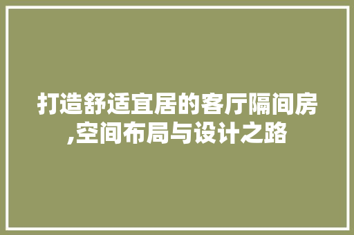 打造舒适宜居的客厅隔间房,空间布局与设计之路