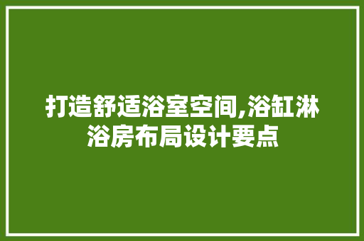 打造舒适浴室空间,浴缸淋浴房布局设计要点
