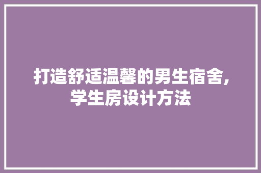 打造舒适温馨的男生宿舍,学生房设计方法