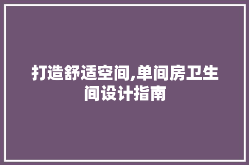 打造舒适空间,单间房卫生间设计指南