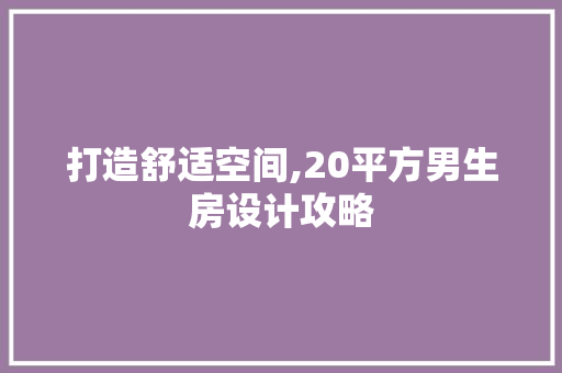 打造舒适空间,20平方男生房设计攻略