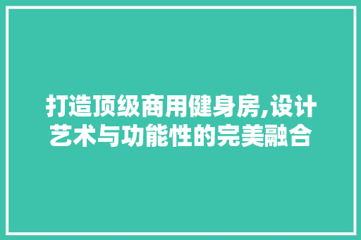 打造顶级商用健身房,设计艺术与功能性的完美融合